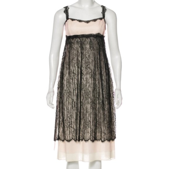 LELA ROSE Sz 10 B&W Sheer Babydoll Dress - Picture 1 of 2